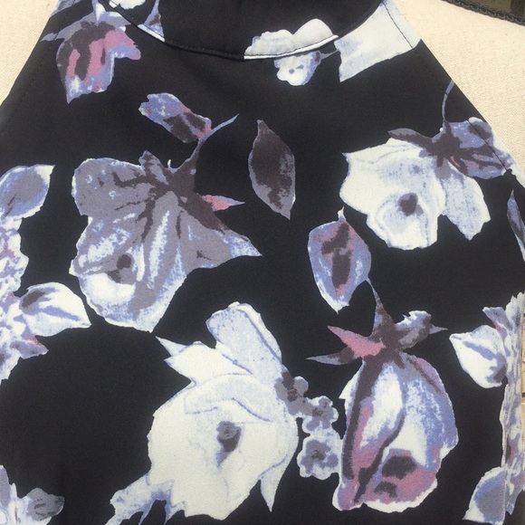 BLACK FLORAL HIGH NECK LOW BACK LINED DRESS - Picture 7 of 8